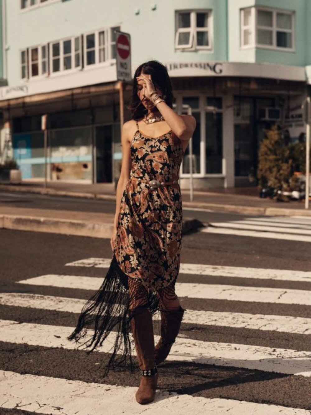 NWT Chasing Unicorns Wonderful Tonight Silk and Fringe Slip Dress - Picture 5 of 12